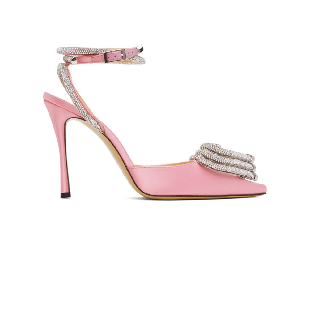 Brand New Satin Triple Heart High Heels (110 MM) Pink Size 40